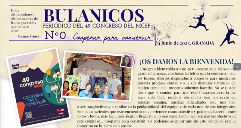 "Bulanicos" nº 0. Periódico del 49 Congreso del MCEP celebrado en Granada en julio de 2023