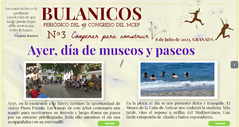 "Bulanicos" nº 3. Periódico del 49 Congreso del MCEP celebrado en Granada en julio de 2023