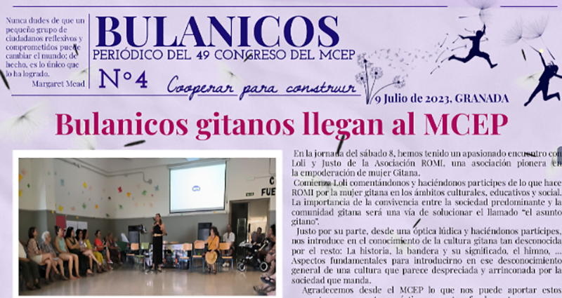 "Bulanicos" nº 4. Periódico del 49 Congreso del MCEP celebrado en Granada en julio de 2023