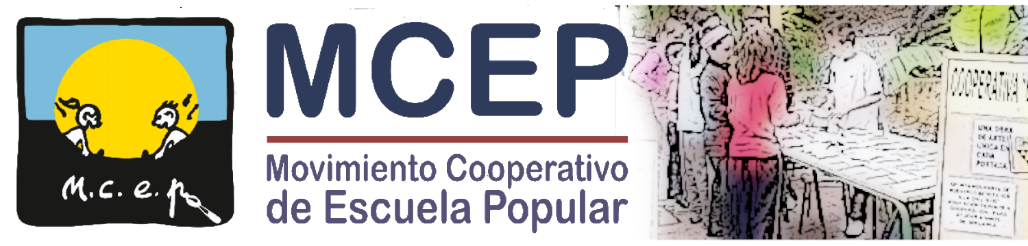 Logo del MCEP y dibujo con cooperativa escolar