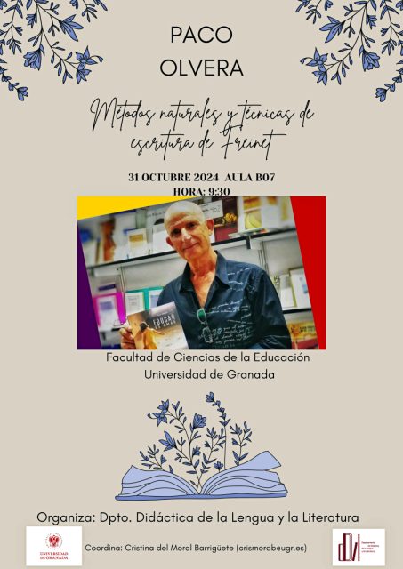 cartel de la charla-coloquio "Métodos naturales y Técnicas de escritura de Freinet".