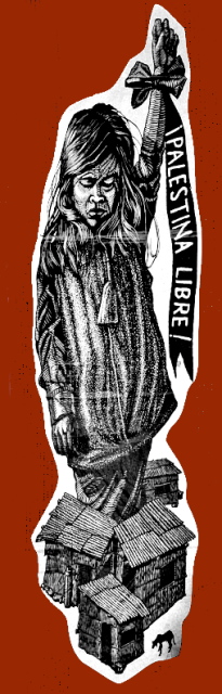 "Palestina-Libre" Grabado en madera del Colectivo Subterraneos de Oaxaca