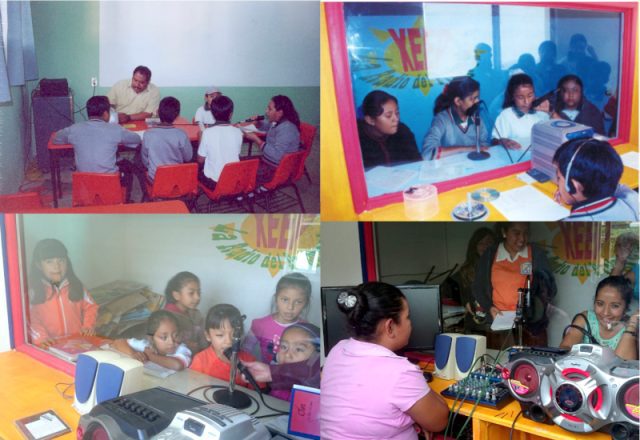 Radio Progreso de Oaxaca (México). Emitiendo un programa de radio escolar