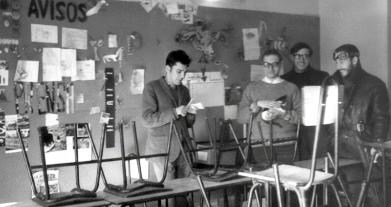 Maestros de los barracones del Colegio Palomeras Bajas de Vallecas (Madrid)